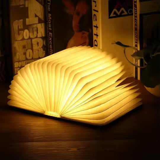 Libro Mágico LED – Lámpara Plegable de Madera 3D