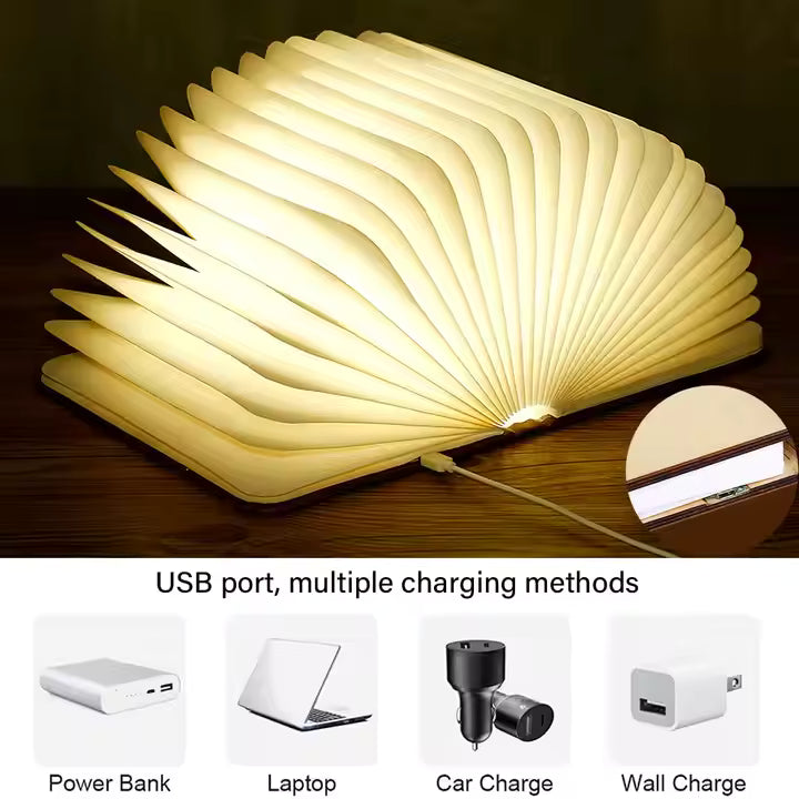 Libro Mágico LED – Lámpara Plegable de Madera 3D