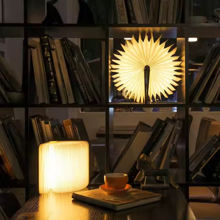 Libro Mágico LED – Lámpara Plegable de Madera 3D